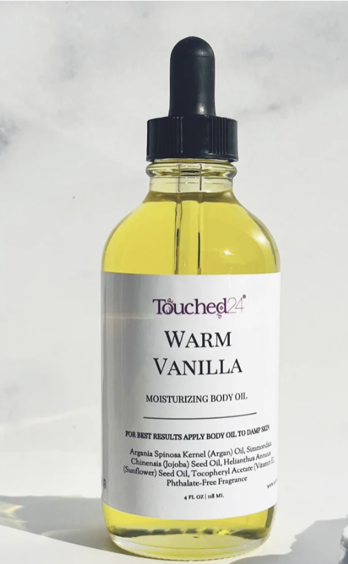 Touched Warm Vanilla Moisturizing Body Oil for Voluptuous Questions Holiday Gift Guide 2024